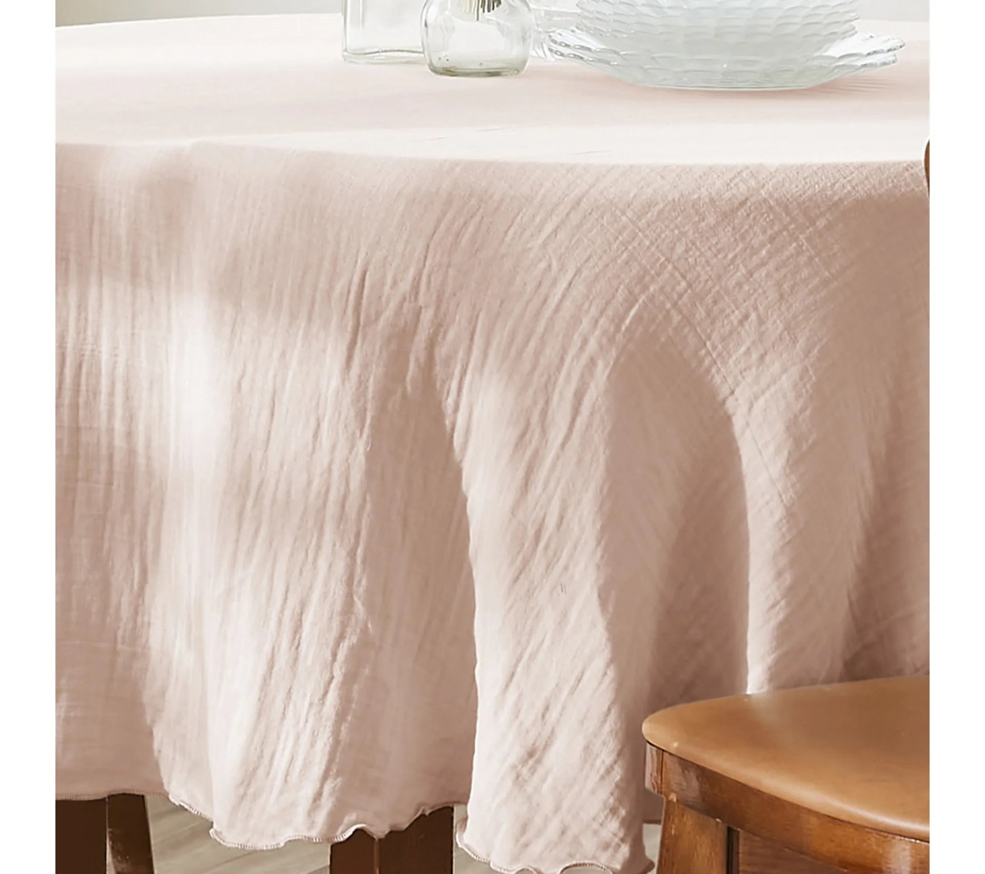Nappe ronde - 180x180 cm - Gaze de Coton - Guimauve