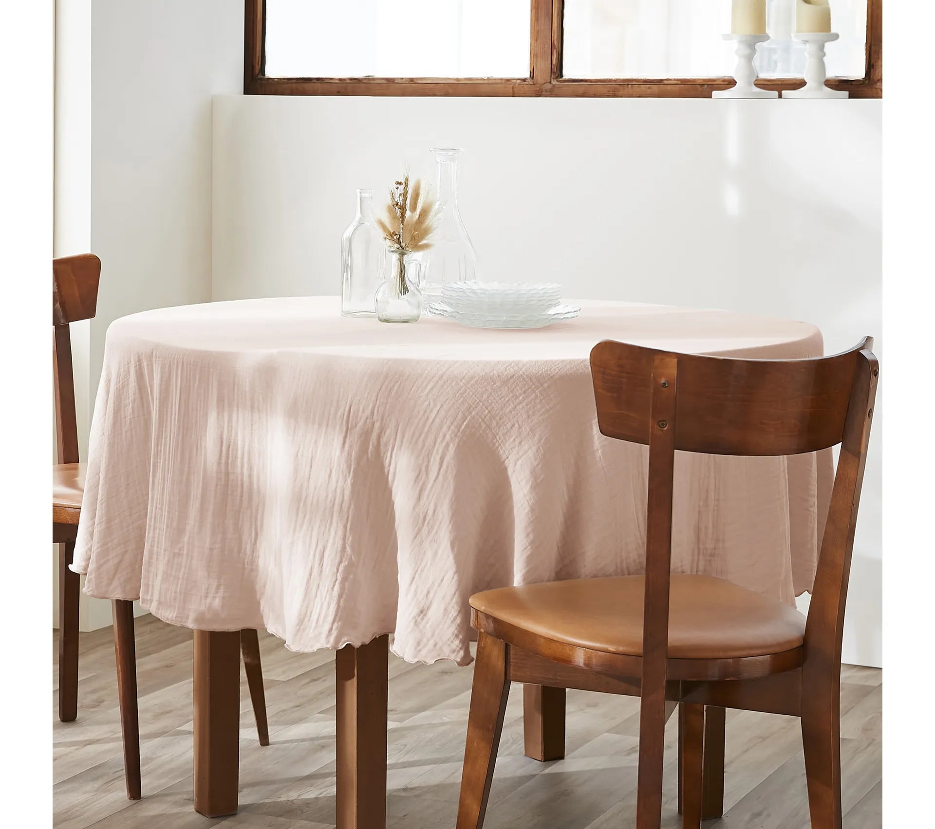 Nappe ronde - 180x180 cm - Gaze de Coton - Guimauve