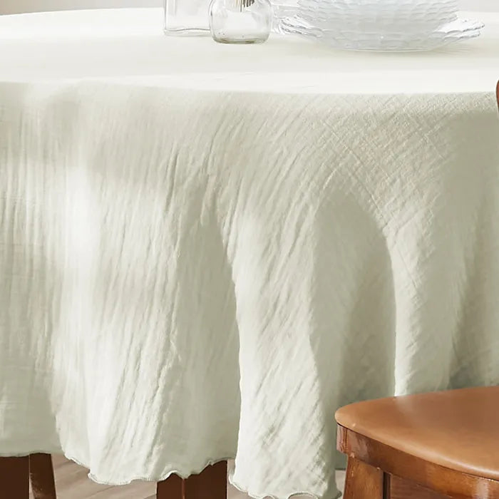 Nappe ronde - 180x180 cm - Gaze de Coton - Vert d'eau