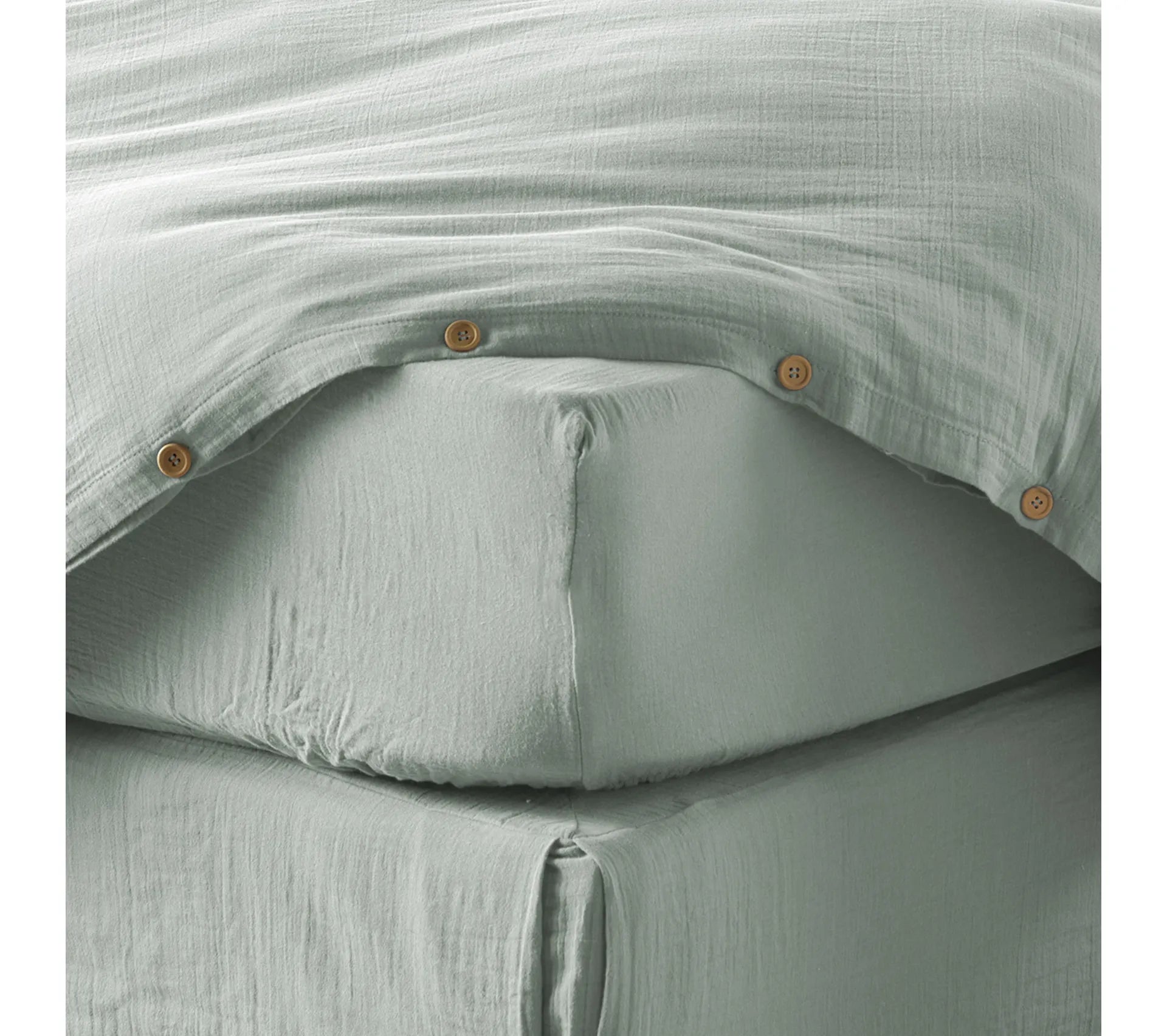 Drap housse Gaze de Coton Eucalyptus