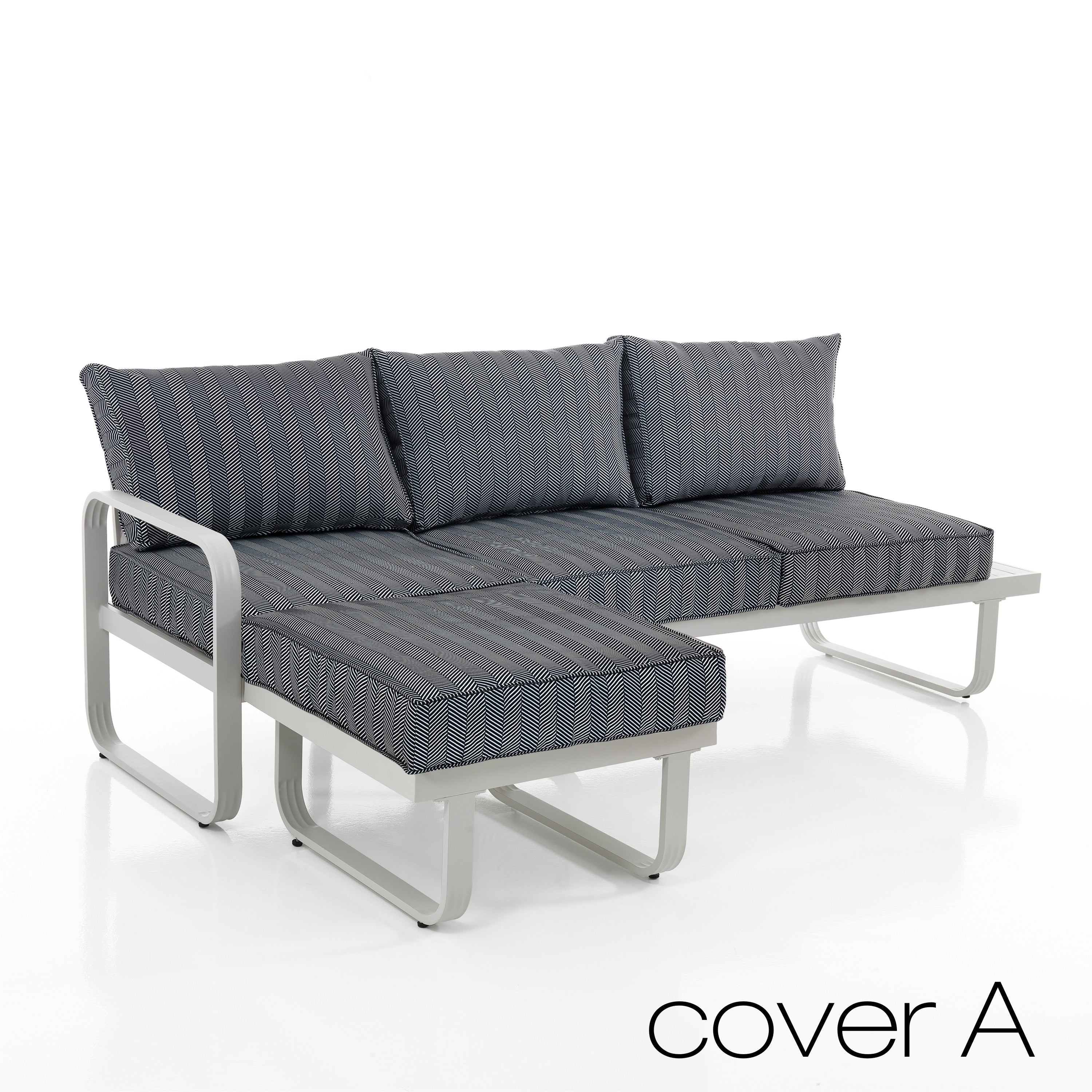 Canapé 3 places avec pouf d'extérieur