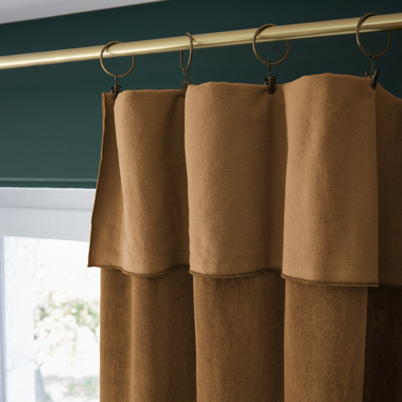 Rideau ajustable + 8 anneaux pince 140 x 270 cm Velours de coton CÉSAR Camel