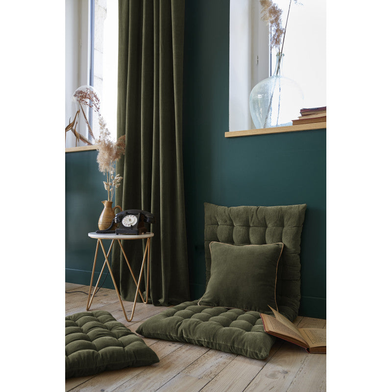 Rideau ajustable + 8 anneaux pince 140 x 270 cm Velours de coton CÉSAR Thym