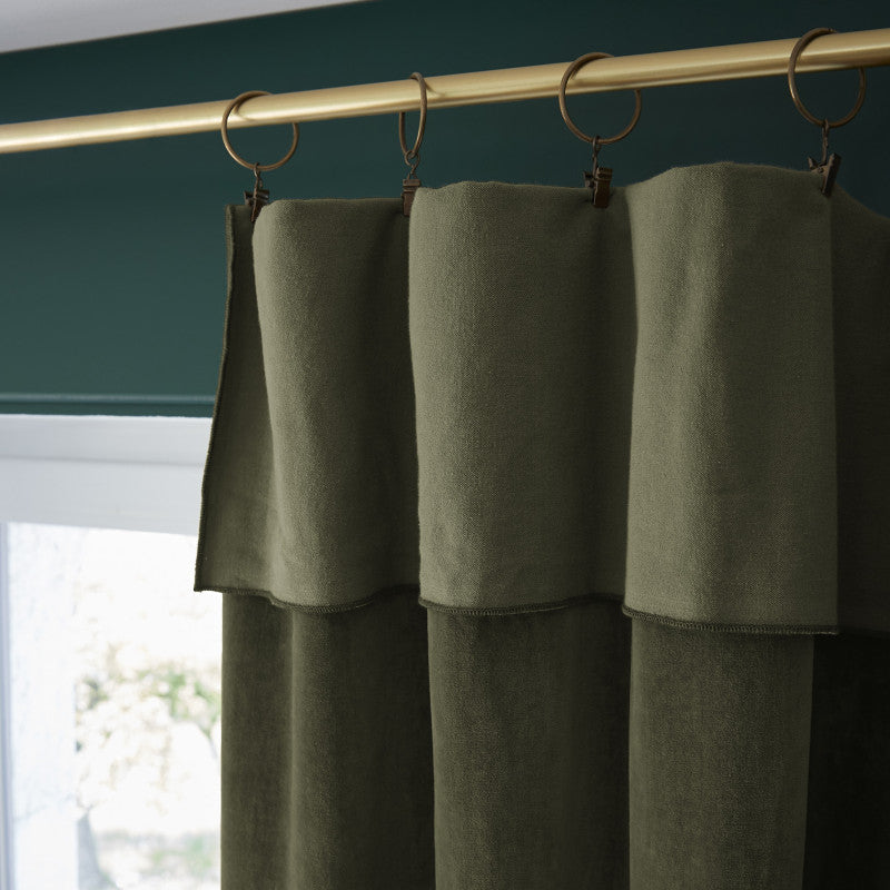 Rideau ajustable + 8 anneaux pince 140 x 270 cm Velours de coton CÉSAR Thym