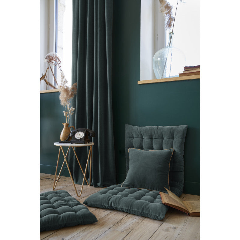 Rideau ajustable + 8 anneaux pince 140 x 270 cm Velours de coton CÉSAR Ardoise