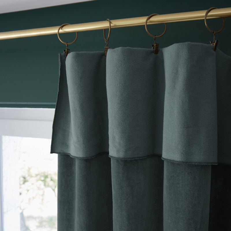 Rideau ajustable + 8 anneaux pince 140 x 270 cm Velours de coton CÉSAR Ardoise