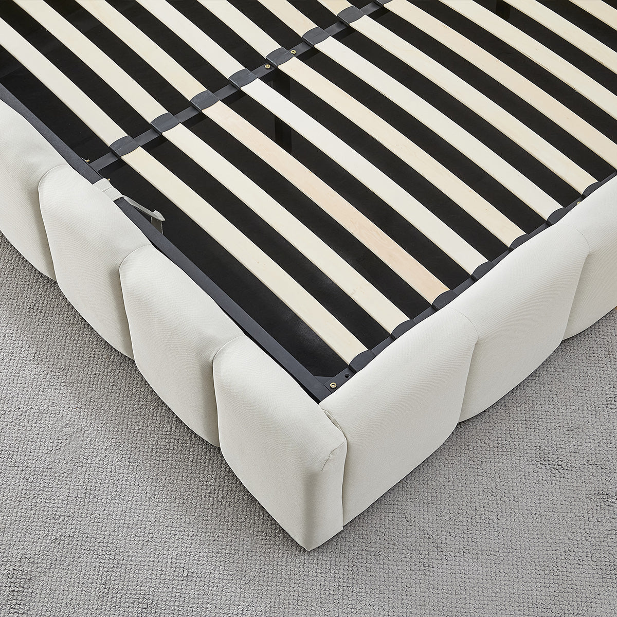 Lit coffre beige Madeleine avec tête de lit 160x200 cm