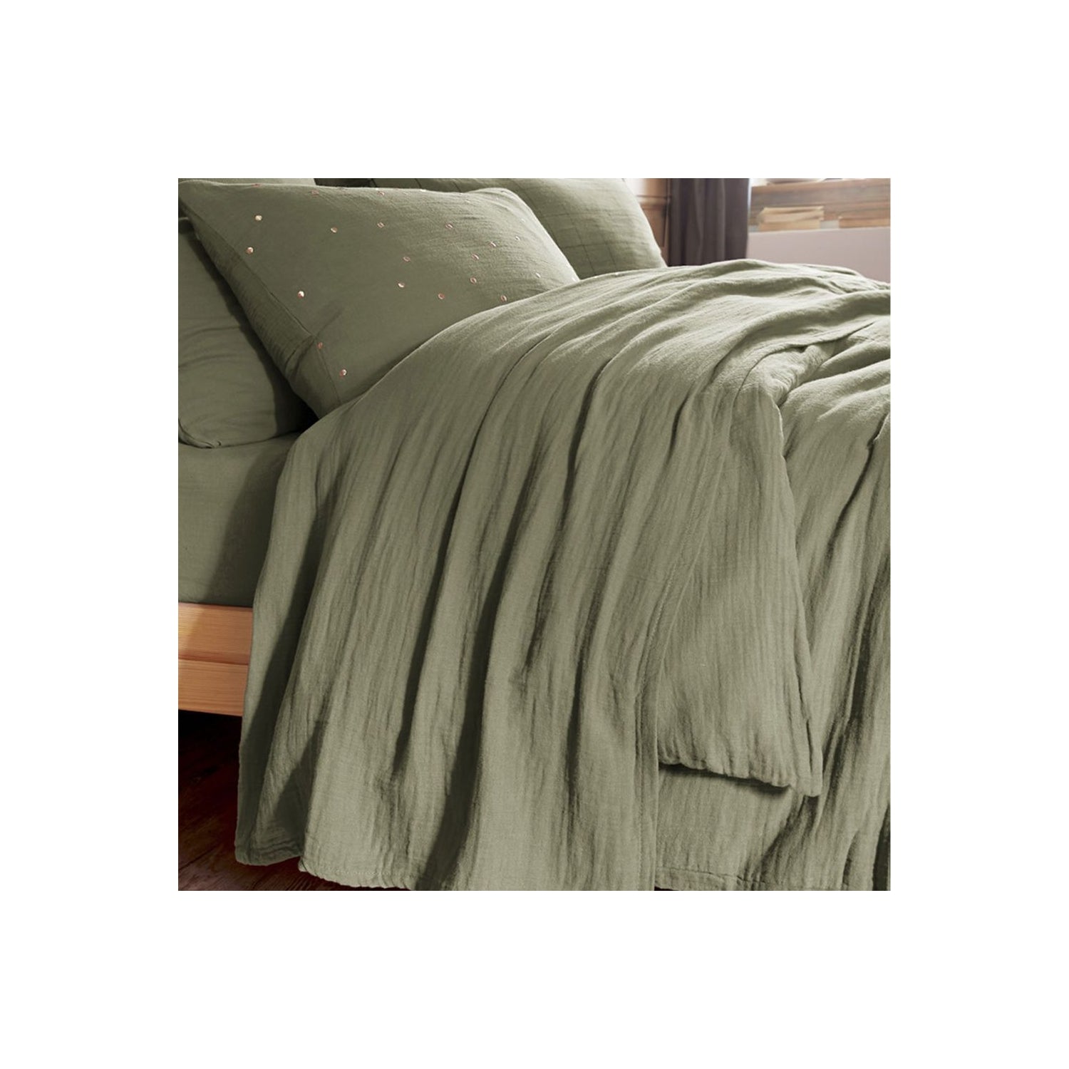 Drap plat Gaze de coton Romarin