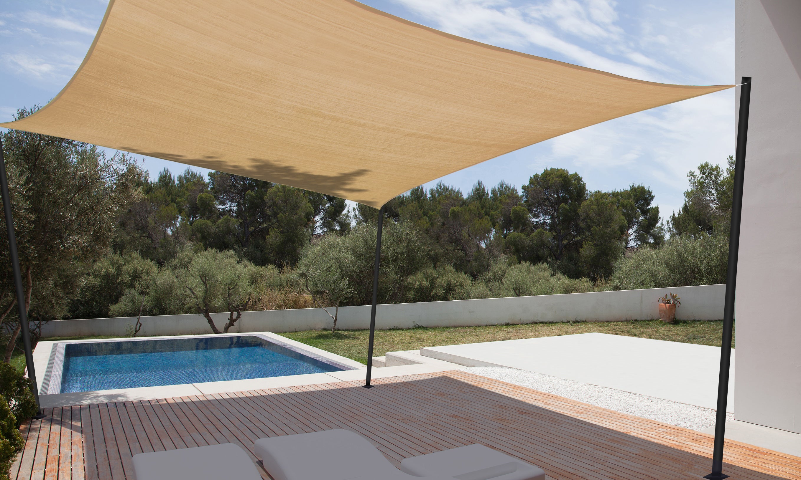 Voile d'ombrage rectangulaire beige 4x3m