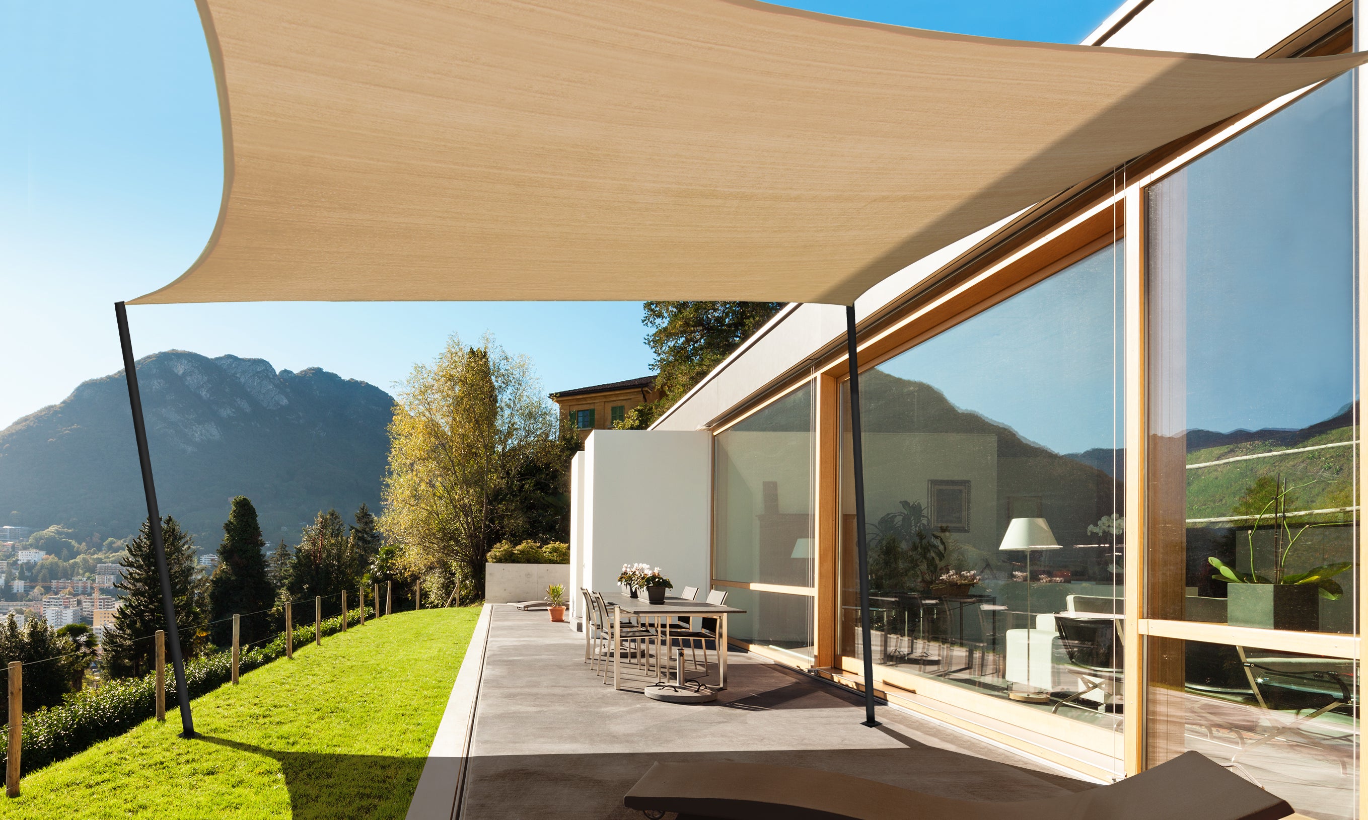 Voile d'ombrage rectangulaire beige 4x3m