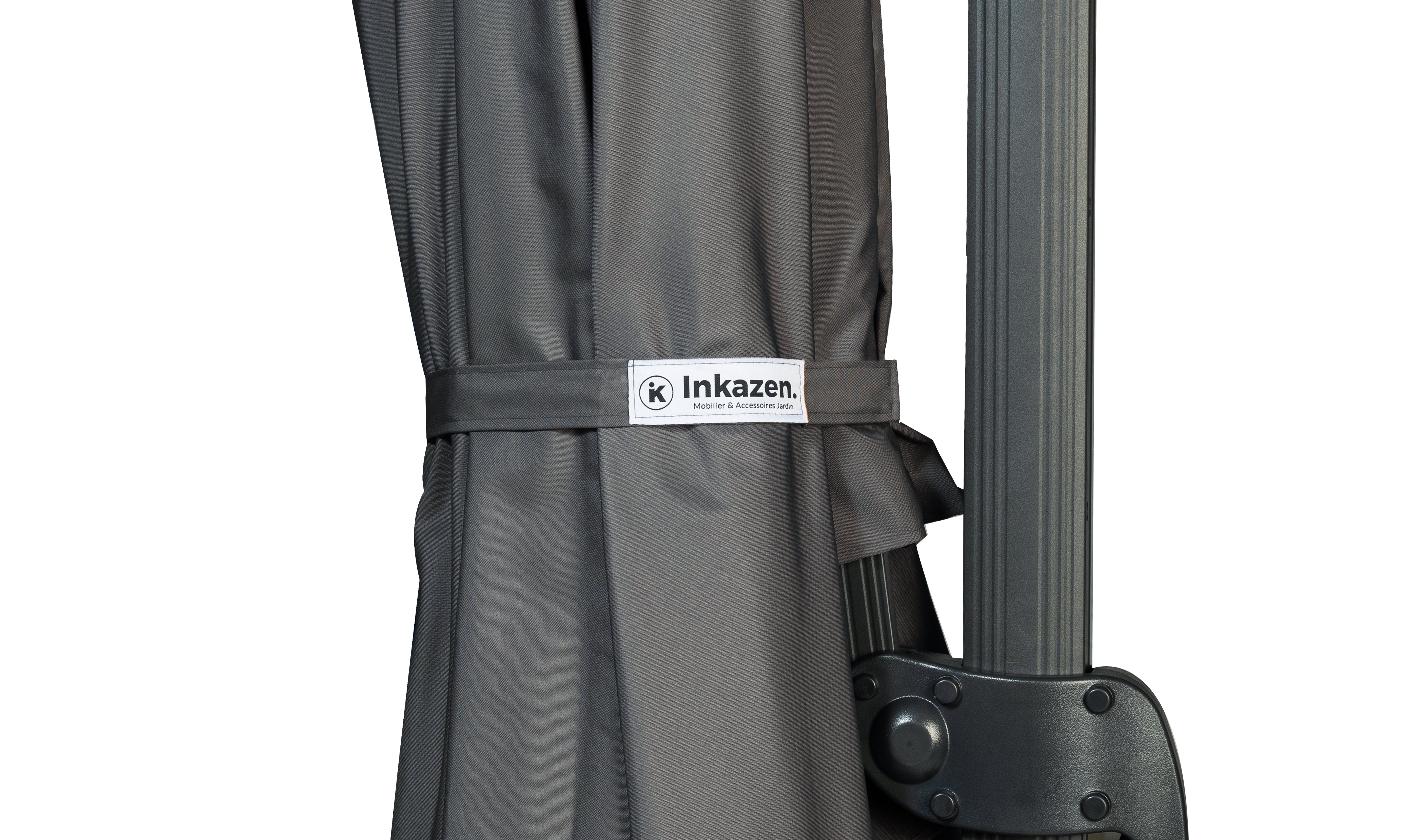 Parasol 360° carré gris 3m avec housse