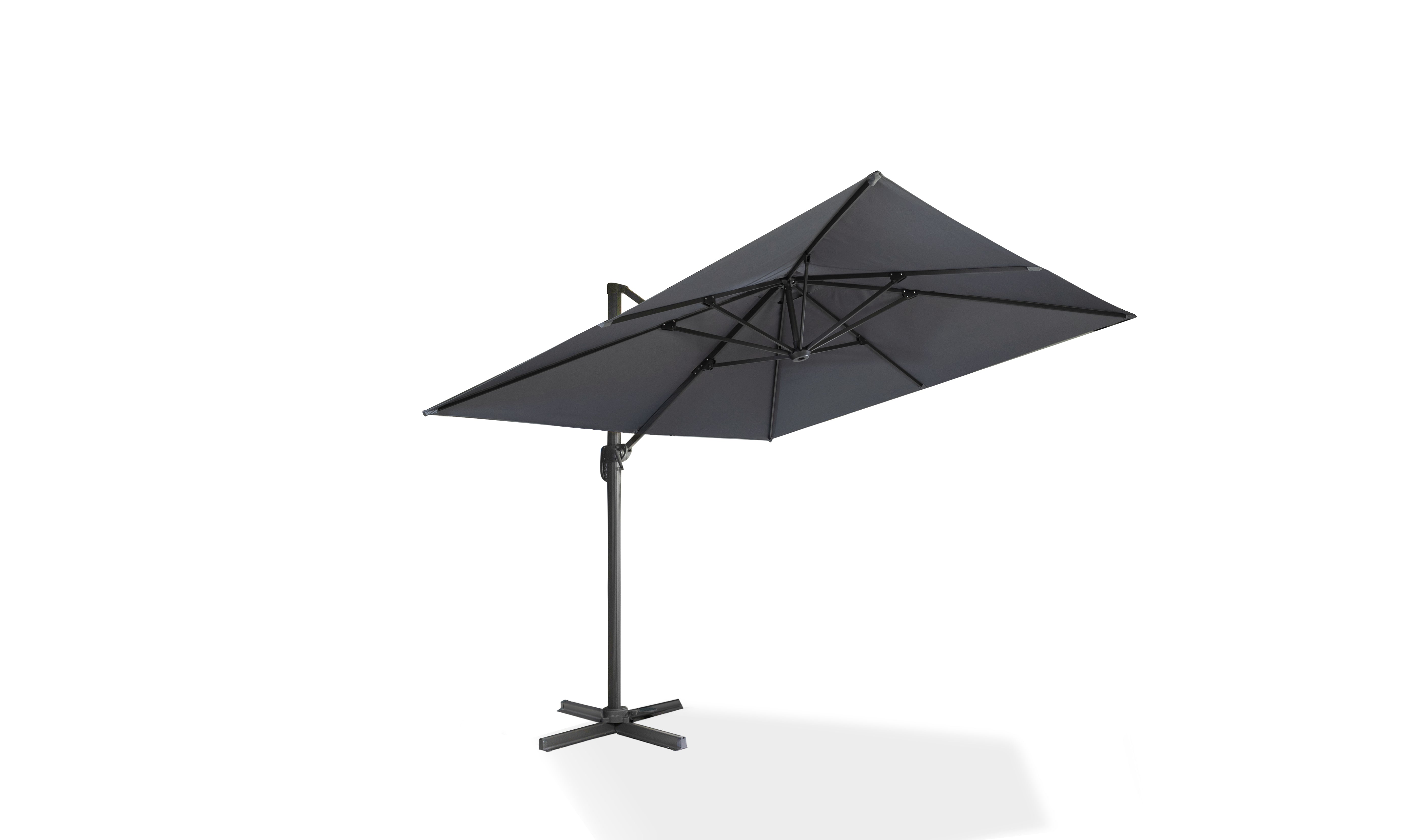 Parasol 360° carré gris 3m avec housse