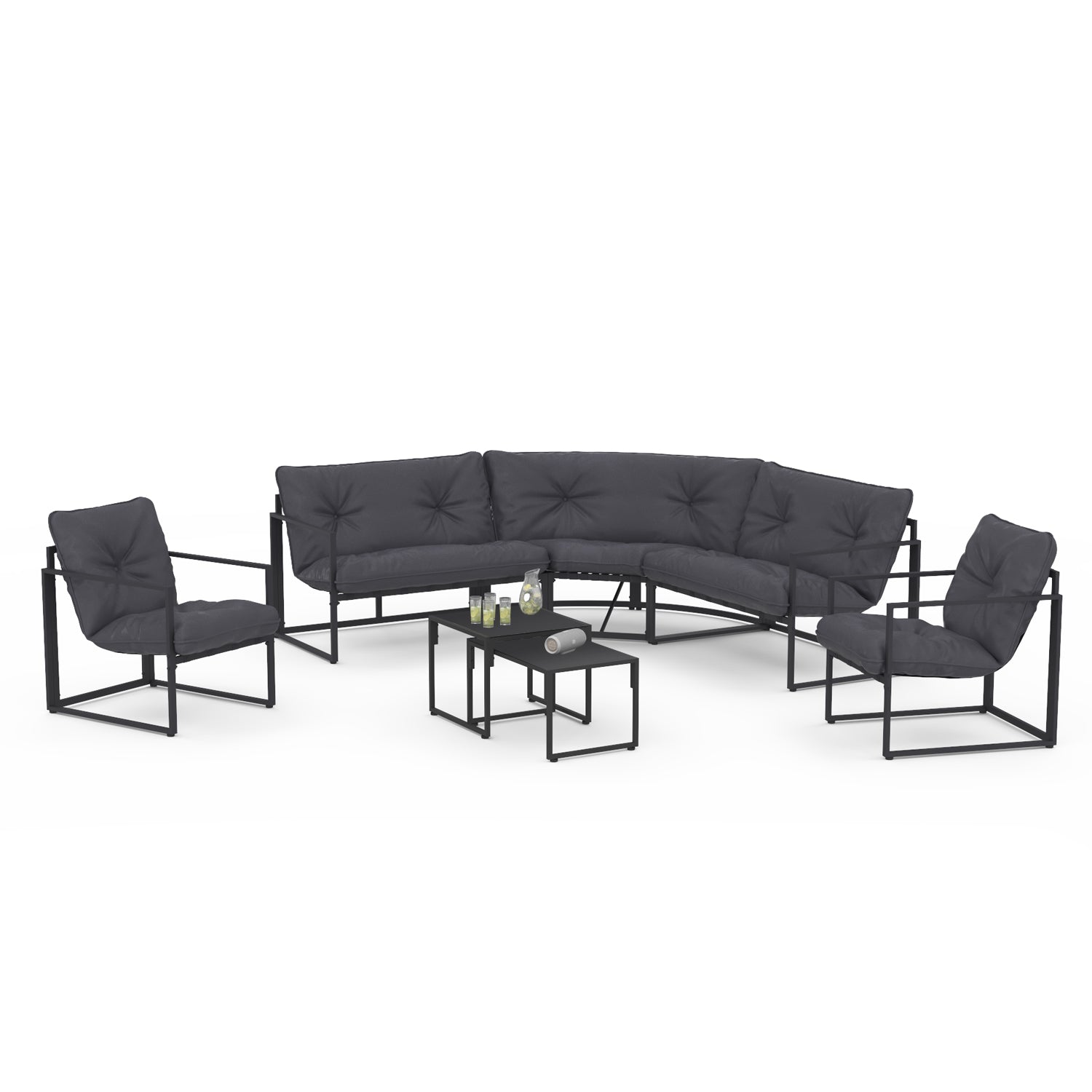 Salon de jardin d'angle Tropéa 8 places en métal et cordage gris