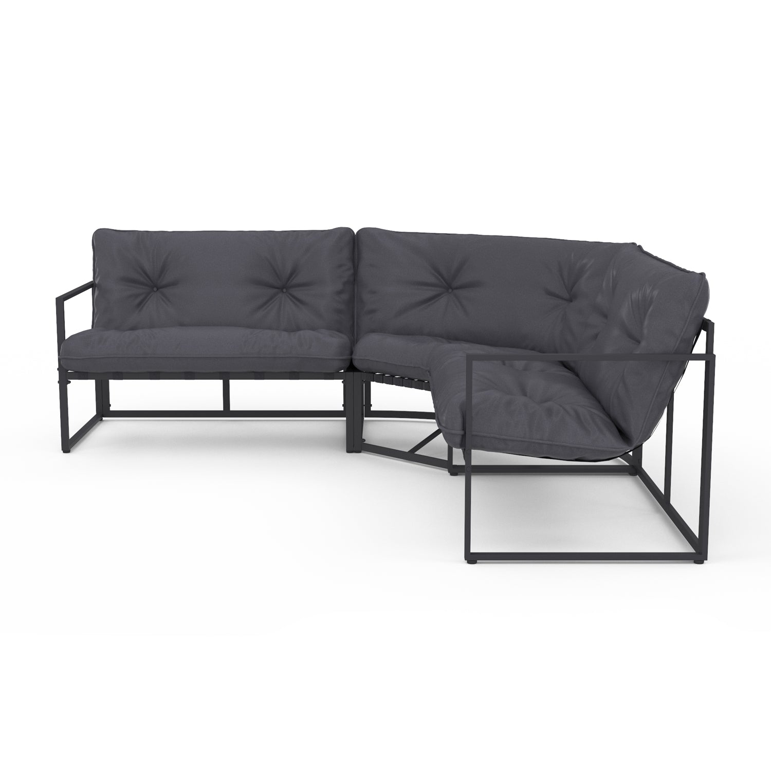 Salon de jardin d'angle Tropéa 8 places en métal et cordage gris