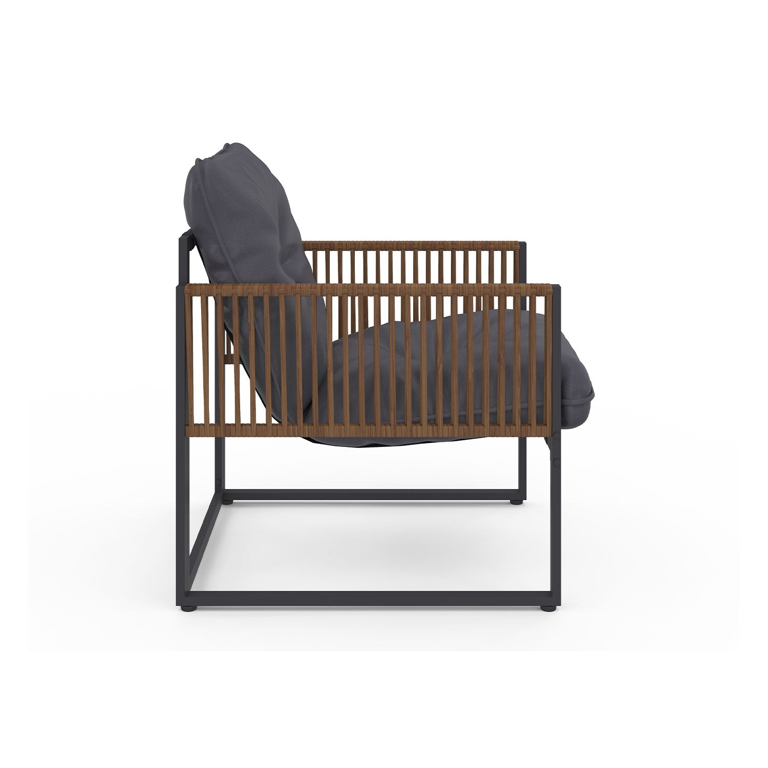 Salon de jardin Ozéa 2 places en métal gris et cordage