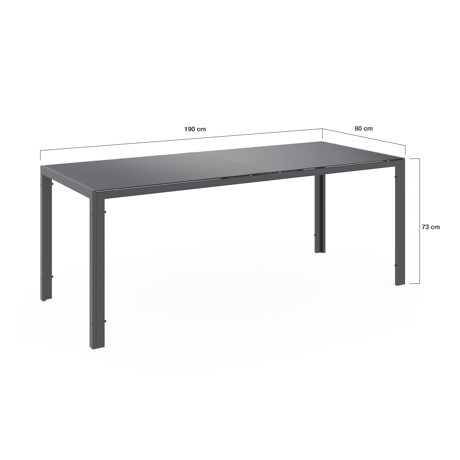 Ensemble de jardin Minorca 8 places en textiléne et verre trempé gris anthracite
