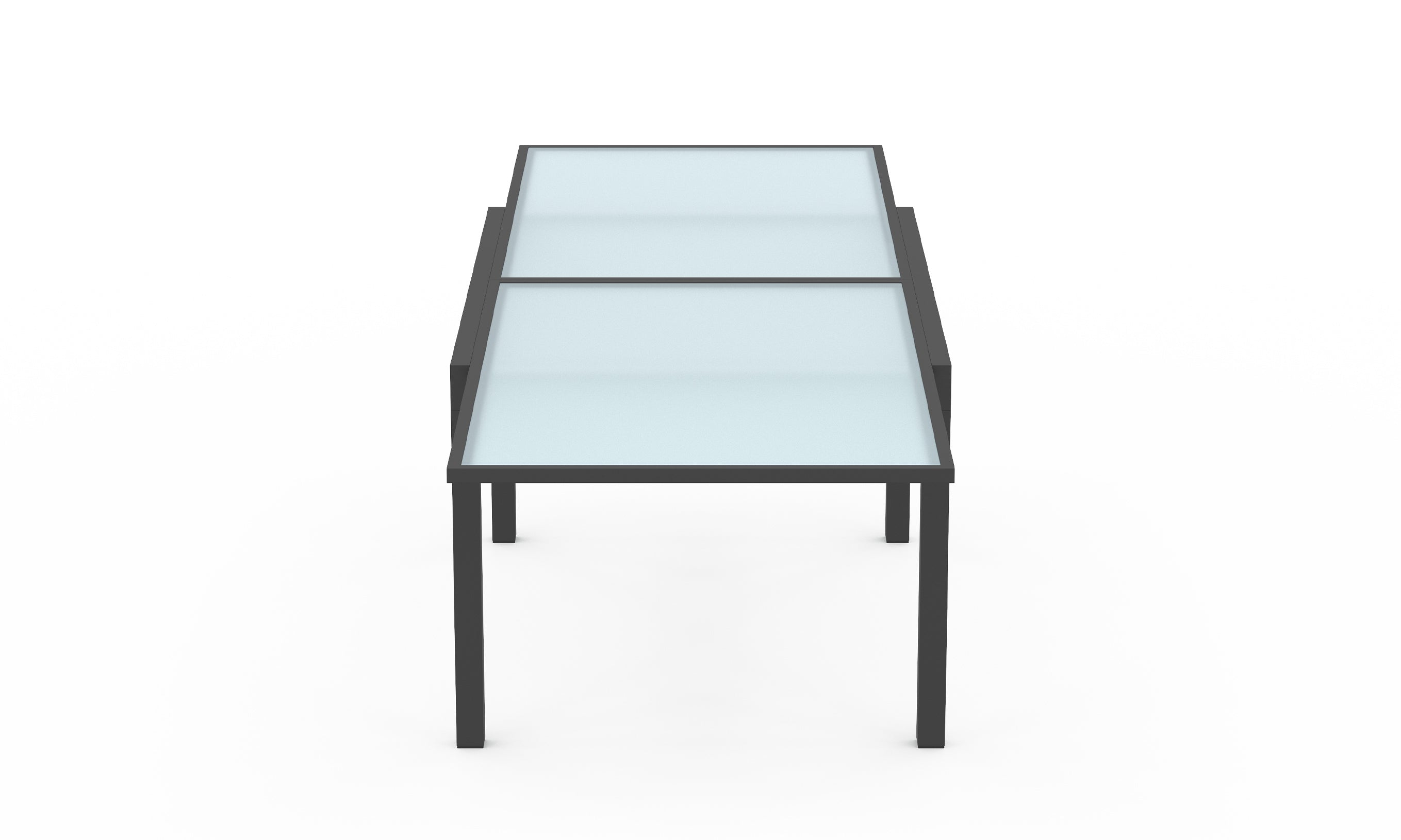 Table de jardin extensible grise en verre trempé 135-270cm