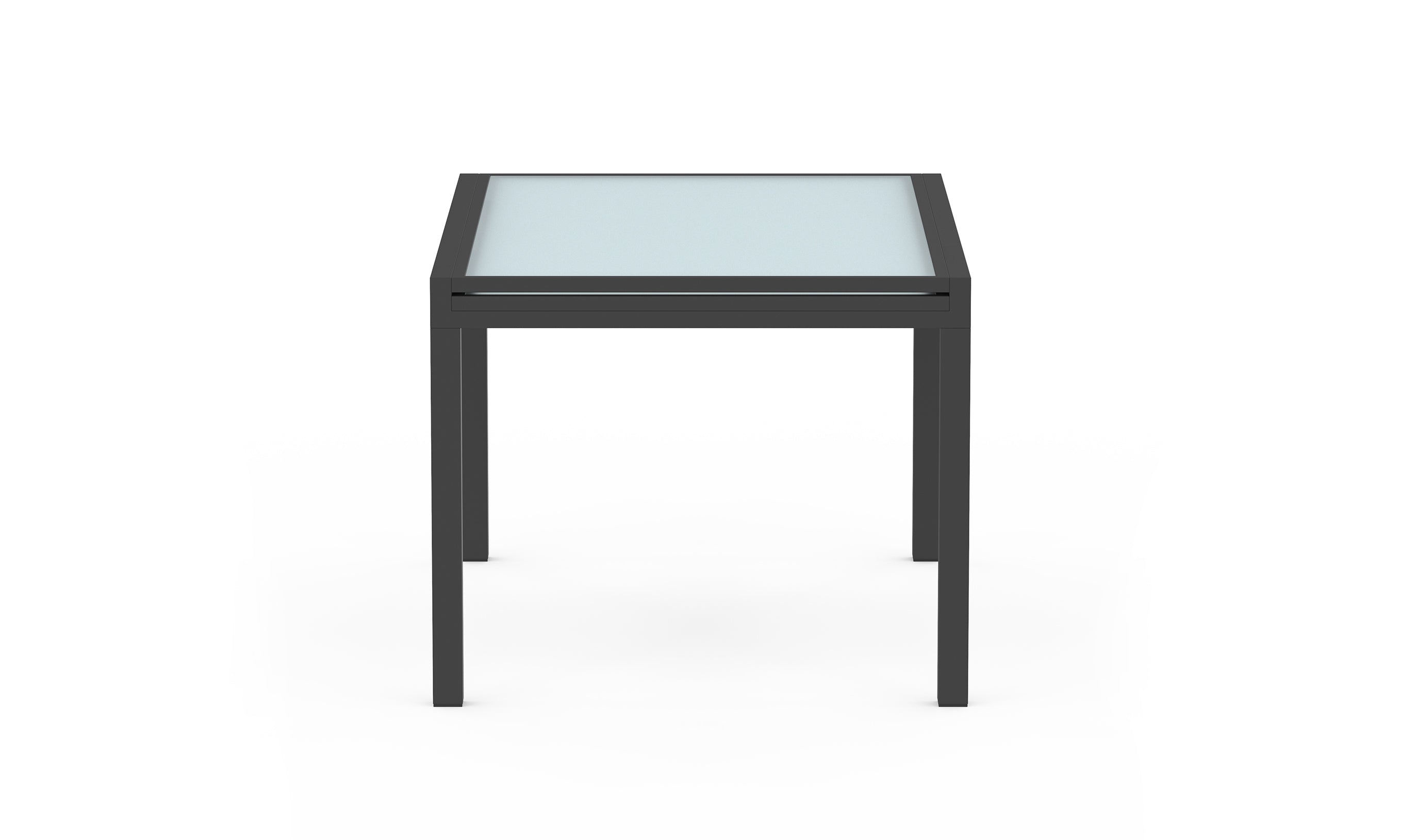 Table de jardin extensible grise en verre trempé 135-270cm