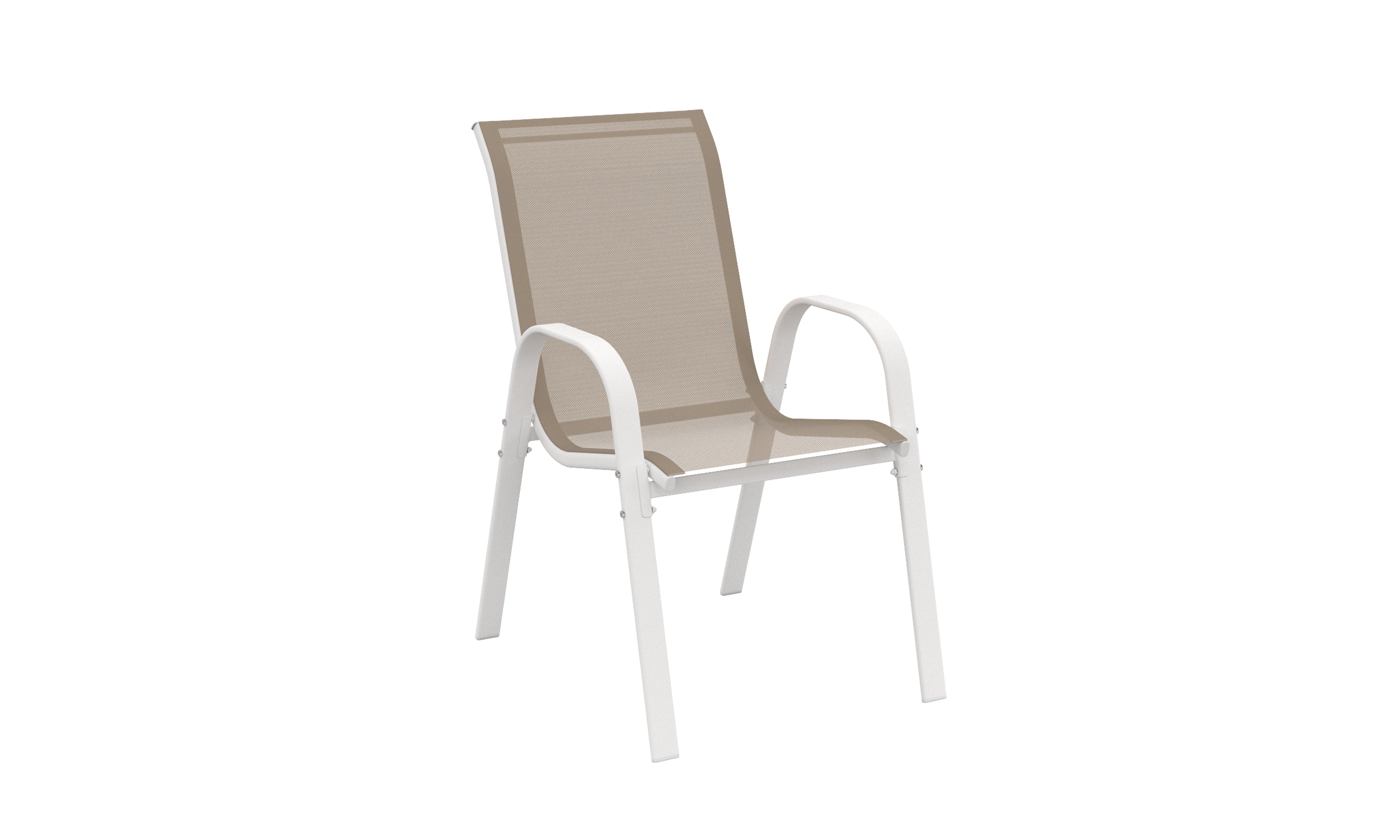 Chaises de jardin empilables en textilène blanches et beiges - lot de 4