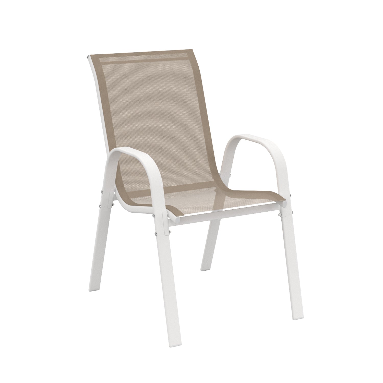 Chaises de jardin empilables en textilène blanches et beiges - lot de 6
