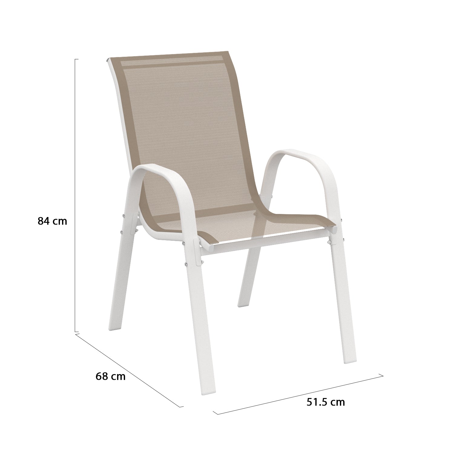 Chaises de jardin empilables en textilène blanches et beiges - lot de 6