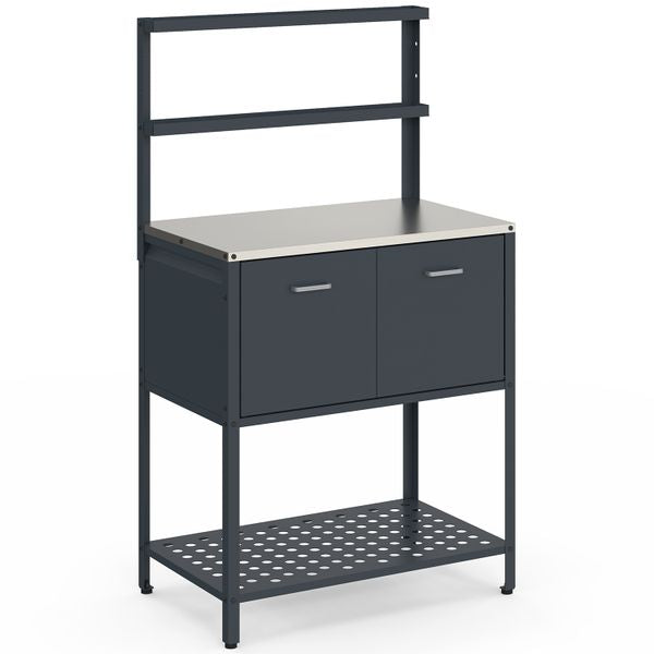 Meuble cuisine extérieure Alméria gris 2 portes + étagères