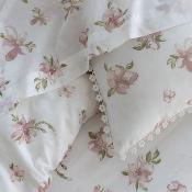 Housse de couette - 240x260cm - motif floral - blanc à fleur rose