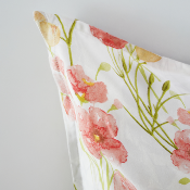 Housse de couette - 140x200cm - tissu percale blanc - fleurs rouges
