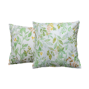 Taie de traversin - 86x185cm - tissu percale - fleurs vertes
