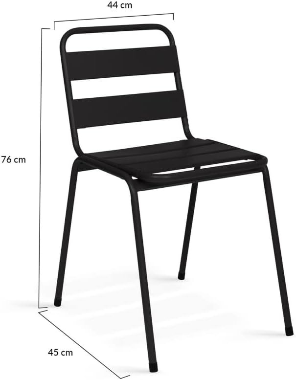 Chaises de jardin en acier empilables gris, noir, bleu - lot de 6