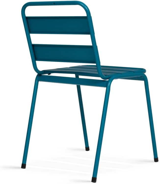 Chaises de jardin en acier empilables gris, noir, bleu - lot de 6