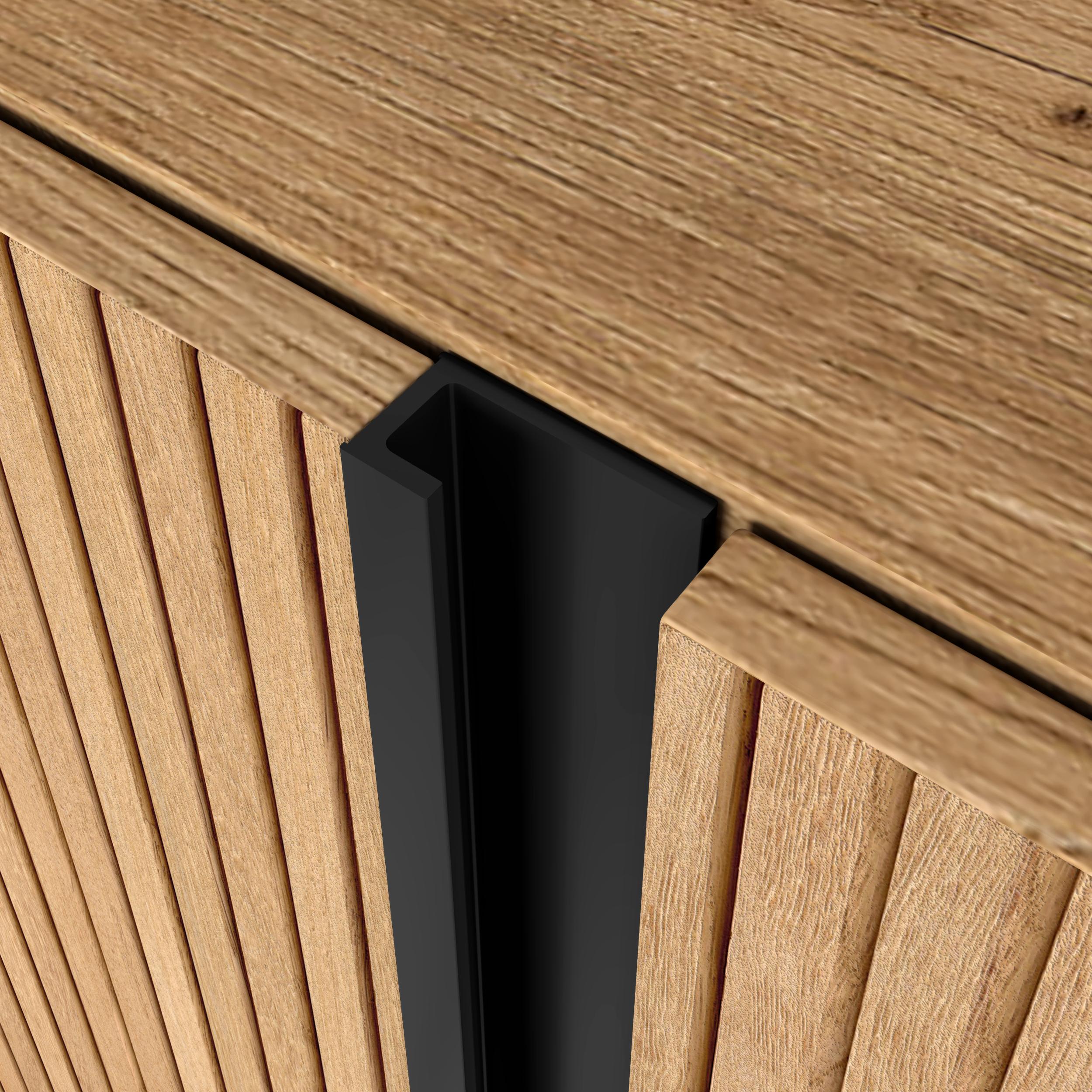 Meuble TV Suspendu 212x50x35 cm Pour les TV jusqu'à 80" Cheminée électrique à droite XXL Mural Chêne et noir