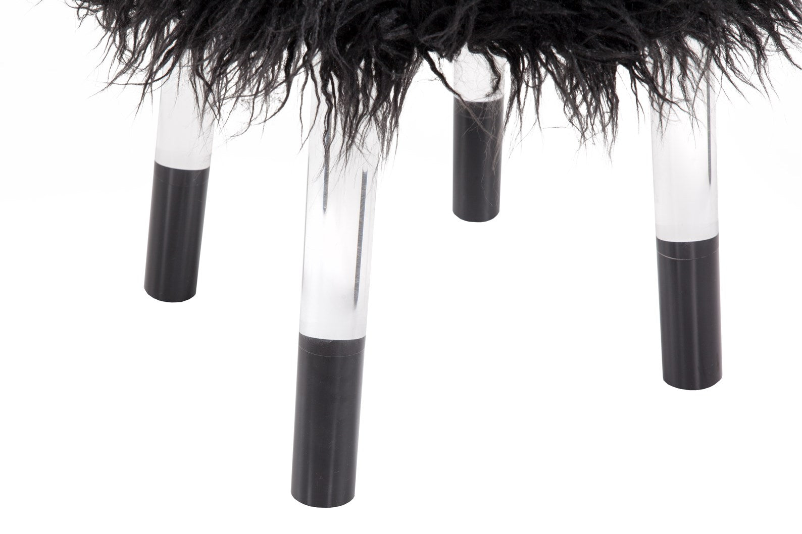 Tabouret en fausse fourrure noir - Laika