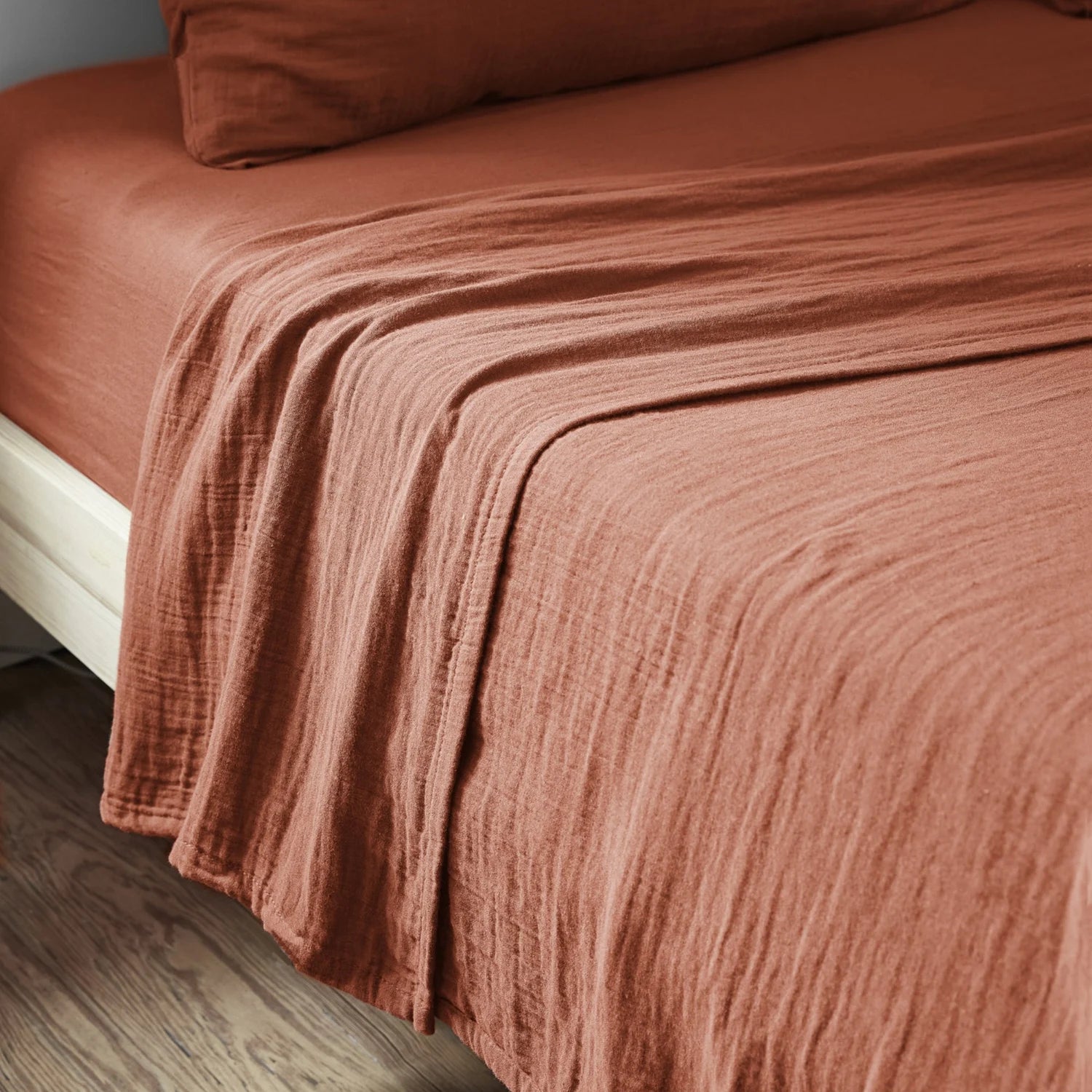 Drap plat Gaze de coton Terracotta