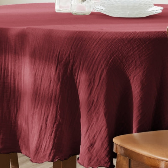 Nappe ronde - 180x180 cm - Gaze de Coton - Lie de vin