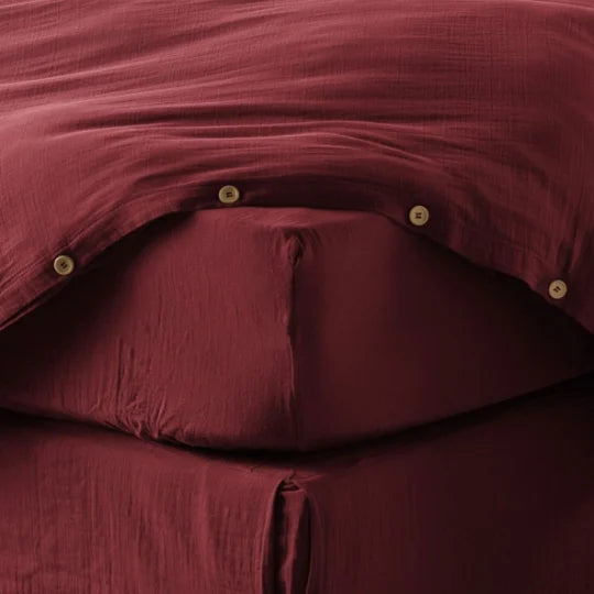 Drap housse en Gaze de coton Lie De Vin