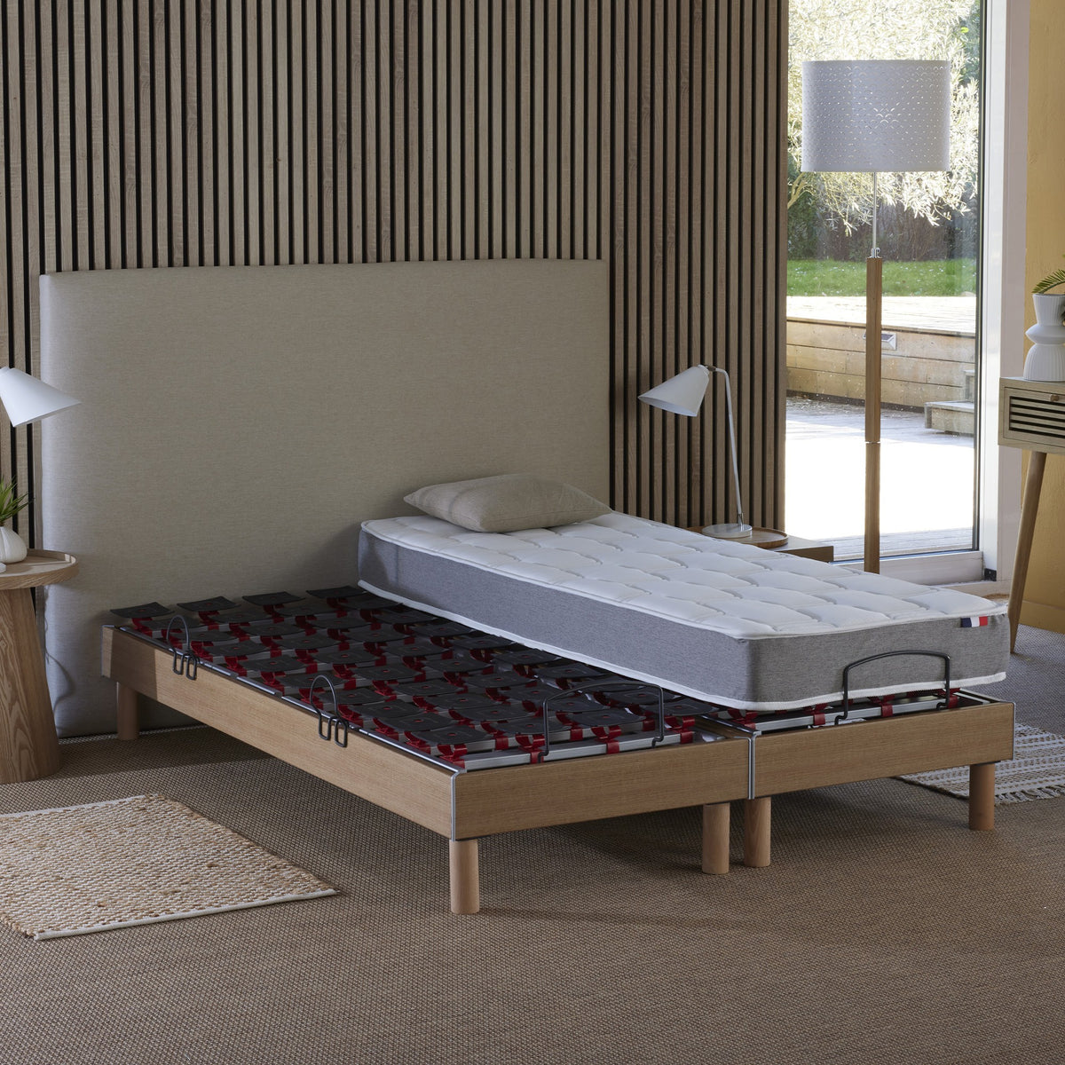Ensemble literie électrique relaxation à plots + Matelas mousse HR35 2x80 x 200