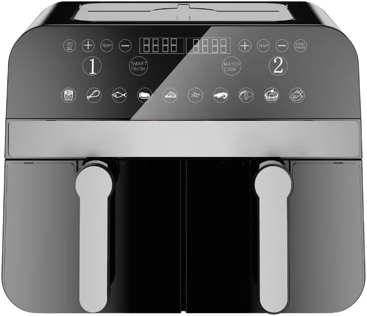 Friteuse à air numérique double panier Noire 2400W 9L