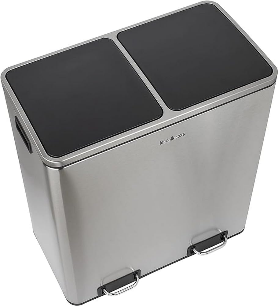Poubelle de tri 2 x 30L - inox