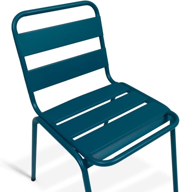 Chaises de jardin en acier empilables gris, noir, bleu - lot de 6