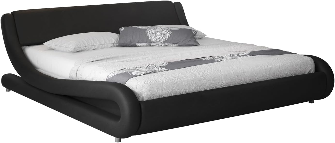 Lit double design noir - 160 X 200 cm -  Piccione avec matelas Texas