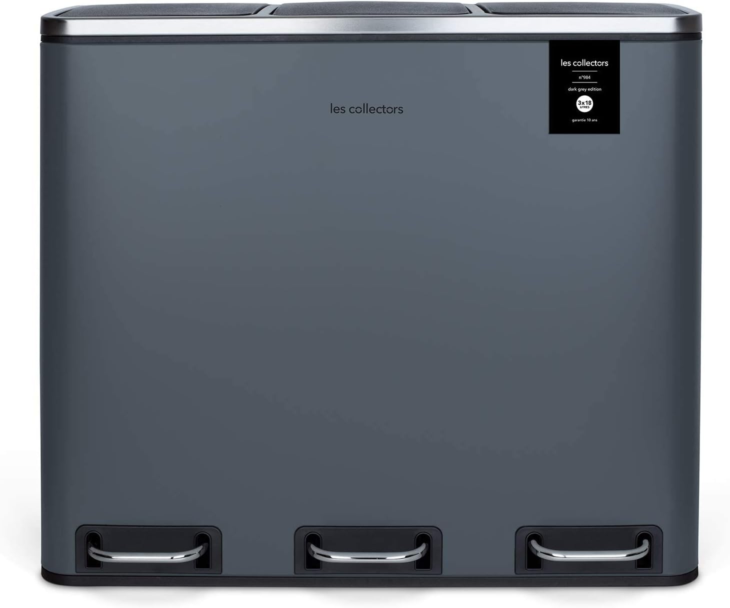Poubelle de tri 3 x 18L - édition gris foncé