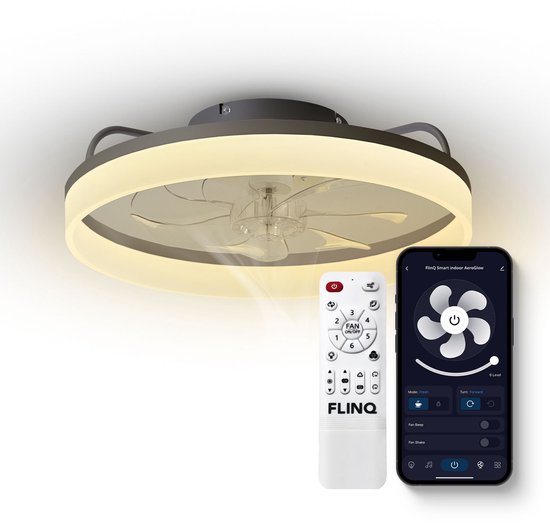 Ventilateur de plafond connecté avec éclairage LED intégré - noir