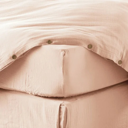 Drap housse en Gaze de coton Guimauve