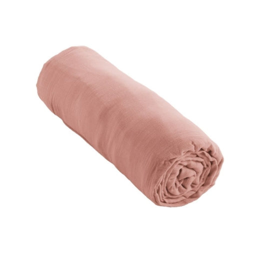 Drap housse en Gaze de coton Rose
