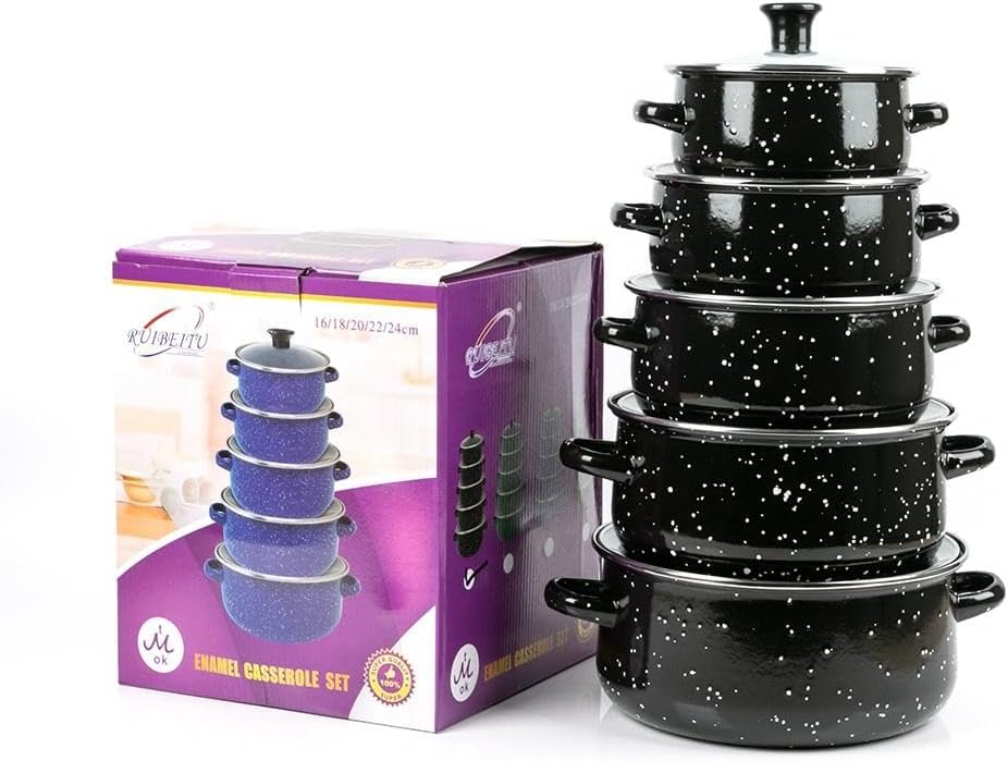 Ensemble 10 pièces marmites et cocottes de cuisine avec couvercle en verre