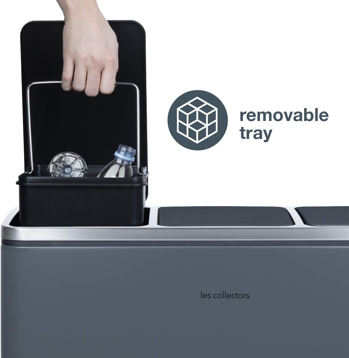 Poubelle de tri 3 x 18L - édition gris foncé