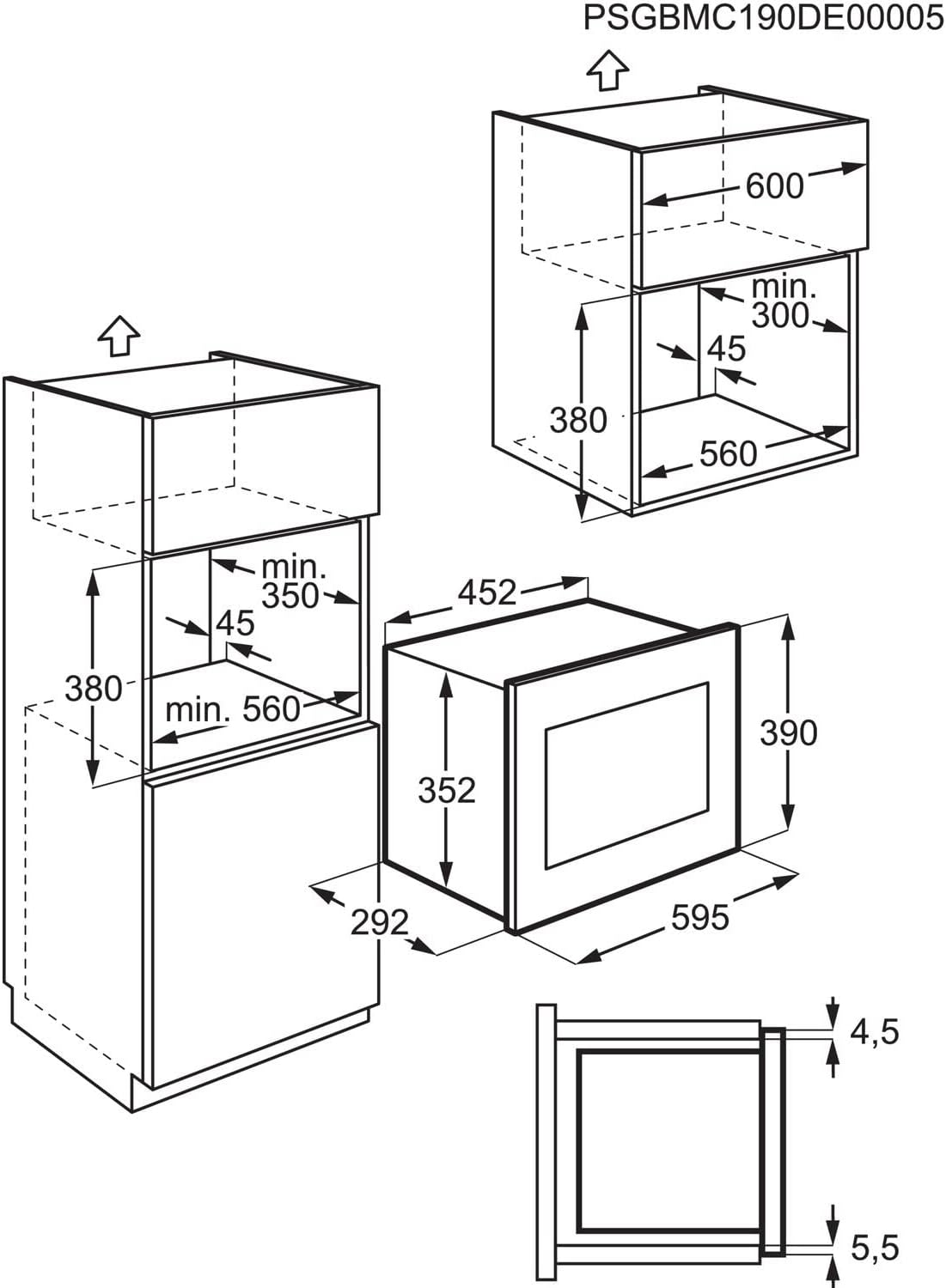 Micro-ondes encastrable 17L inox anti- traces
