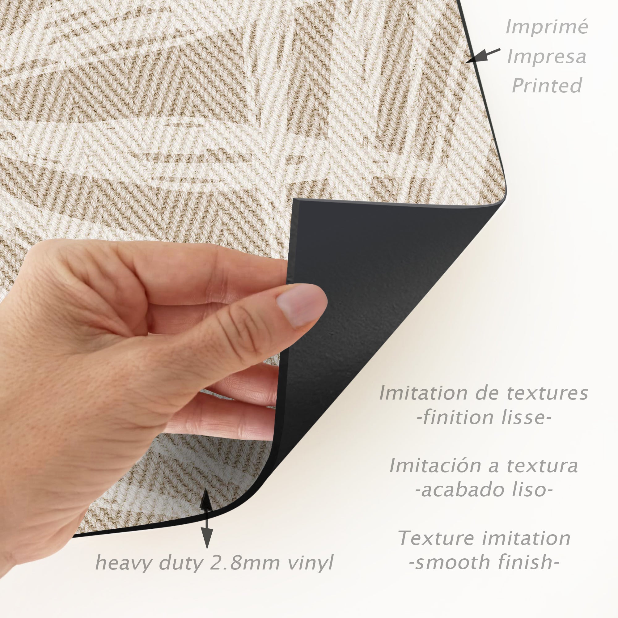 Tapis adhésif en vinyle pour intérieur / extérieur – Feuilles beiges