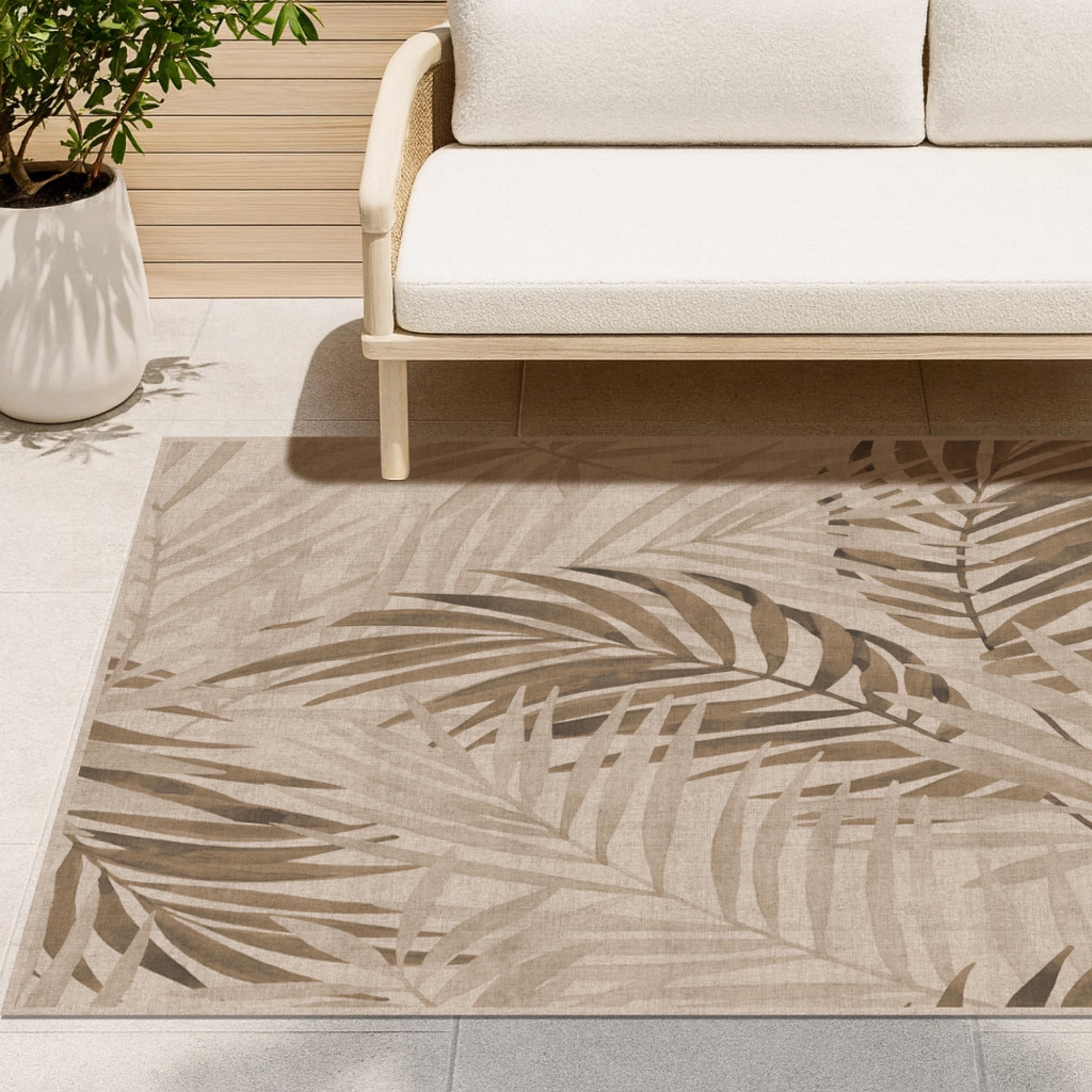 Tapis adhésif en vinyle pour intérieur / extérieur – Nature palmiers sepia
